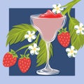 Cocktail with strawberry martini smoothies card design vector